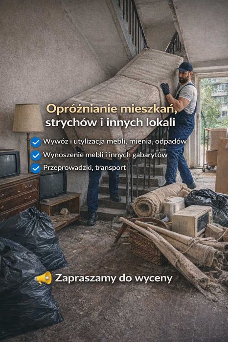 Opróżnianie mieszkań  piwnic Warszawa utylizacja wywóz mebli gabarytów