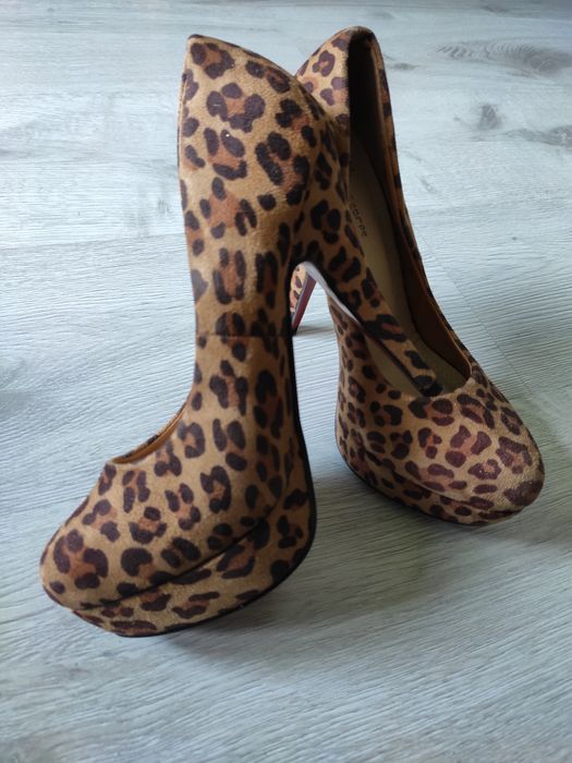 ## NOWE botki sexy szpilki brązowe panterka La Scarpe 38 39 40 ##