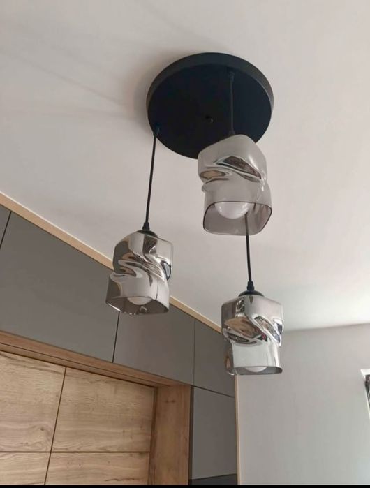 Szklany, lustrzany klosz do lampy lub żyrandola