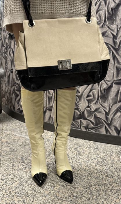 GINO ROSSI torebka damska black&cream