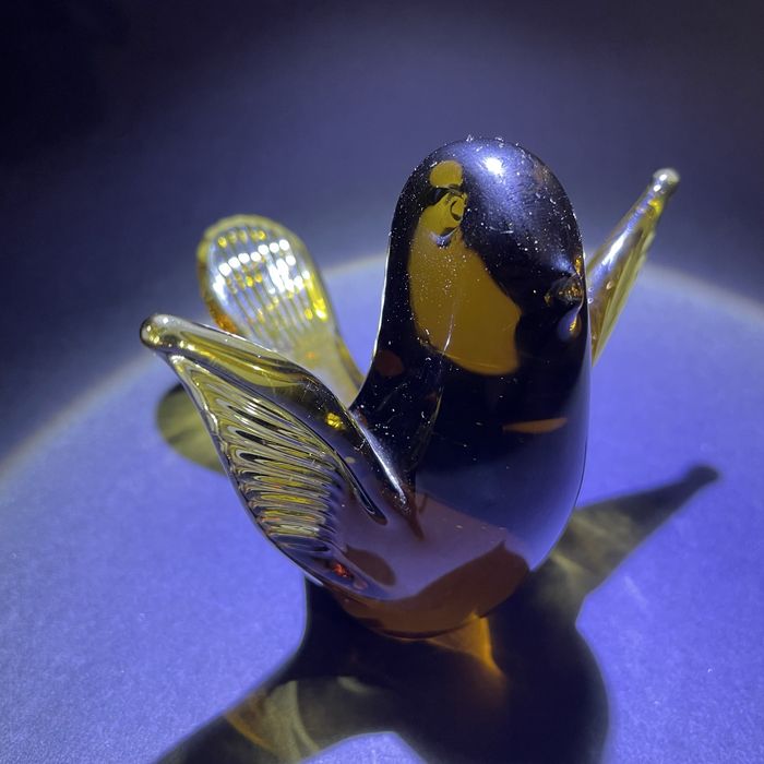 V. Nason & C.  Murano ptak jaskółka szklo szklana figurka bursztynowy