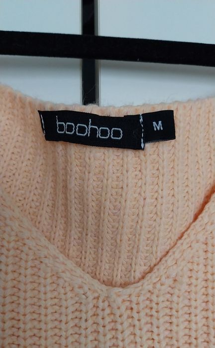 Śliczny brzoskwiniowy sweter oversize Boohoo M-XL 38-42