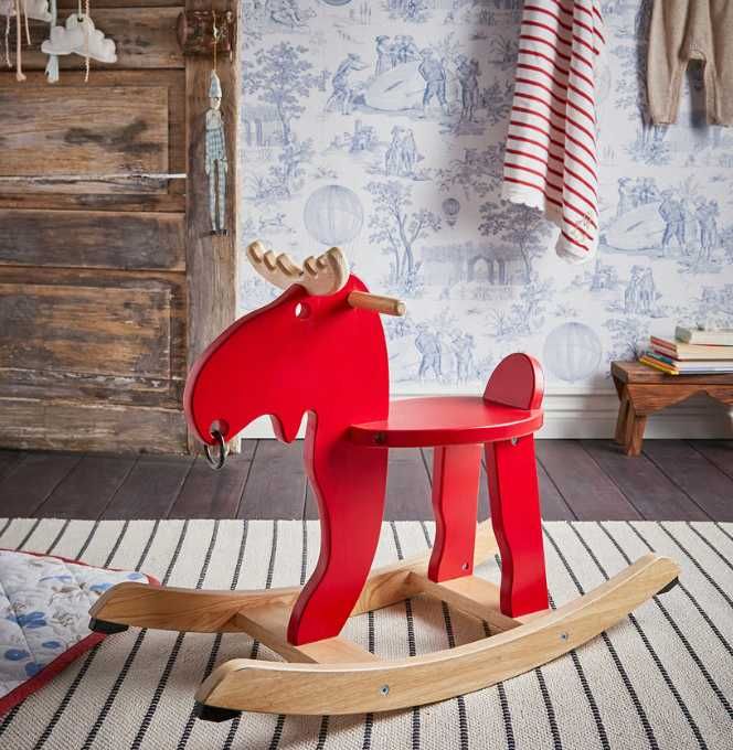 “Cavalinho” de madeira maciça Rena - Alce de baloiço NOVO NA CAIXA