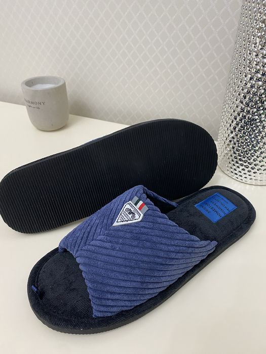 Чоловічі тапочки з відкритими пальцями Home Story,сині та сірі.