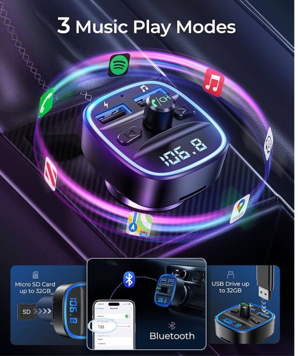 Lencet T25 Transmiter samochodowy bluetooth