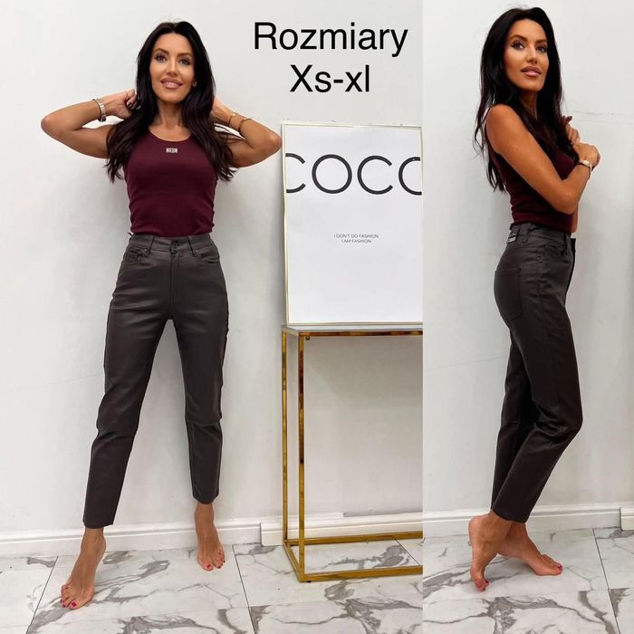 Spodnie woskowane braz chocolate Re-dress  XS