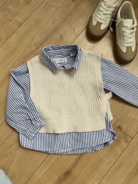 Стильна сорочка жилет блакитна біла від Zara на 1,5-2 роки (92 см)