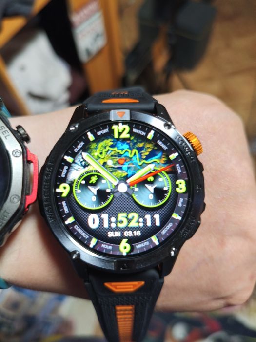 Тактические смарт часы 30 дней заряда, NFC,GPS, 2 вида фонарика