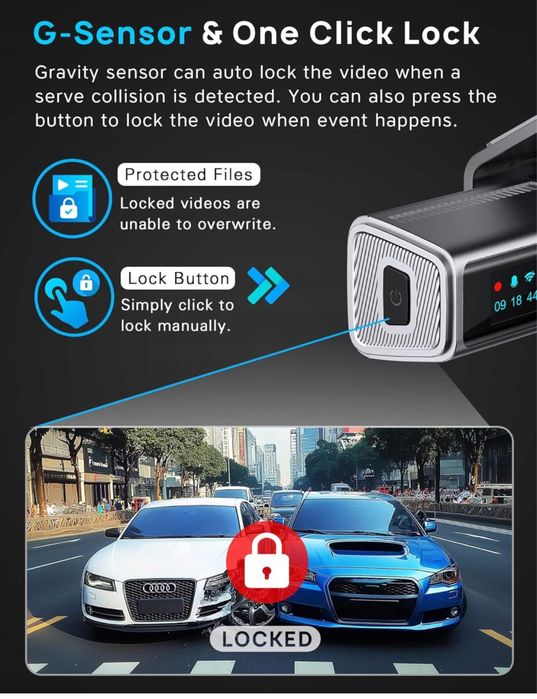 Wideorejestrator Przód Tył 4K Wifi 5G Karta Pamięci 64GB Navycrest Q7