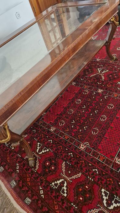 Mesa de apoio centro de sala de madeira e vidro
