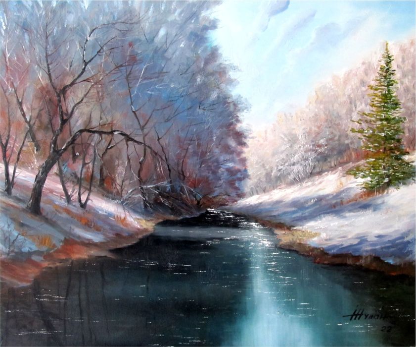 Картина, олія "Морозний ранок"