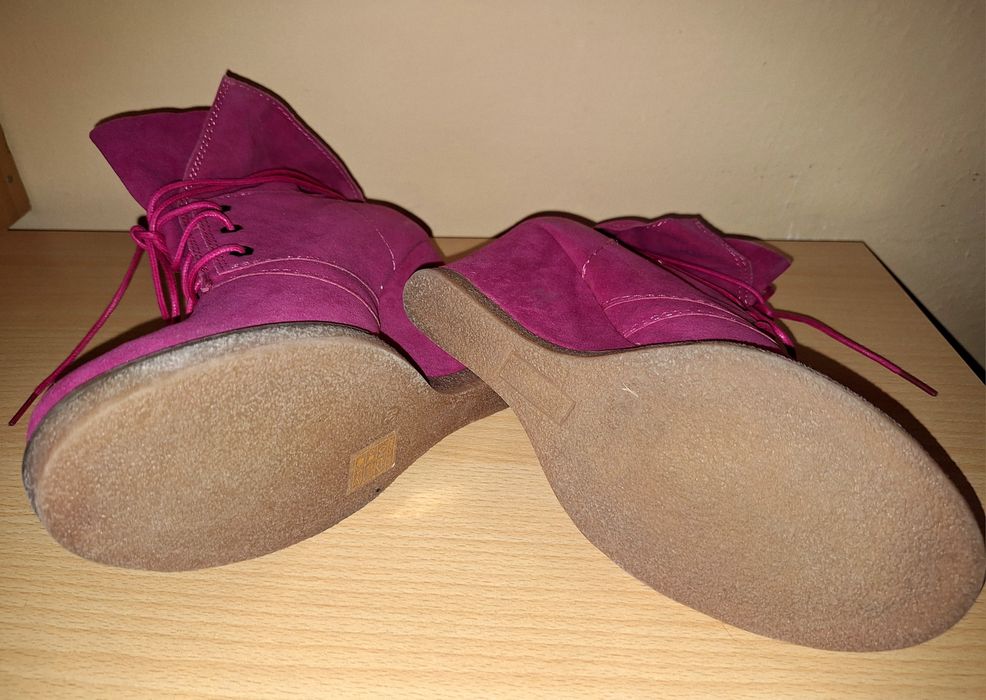r. 39 sneakersy botki na koturnie kolor FUKSJA RÓŻOWE