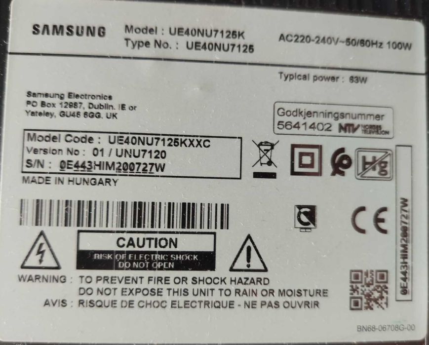TV Samsung UE40NU7125K
