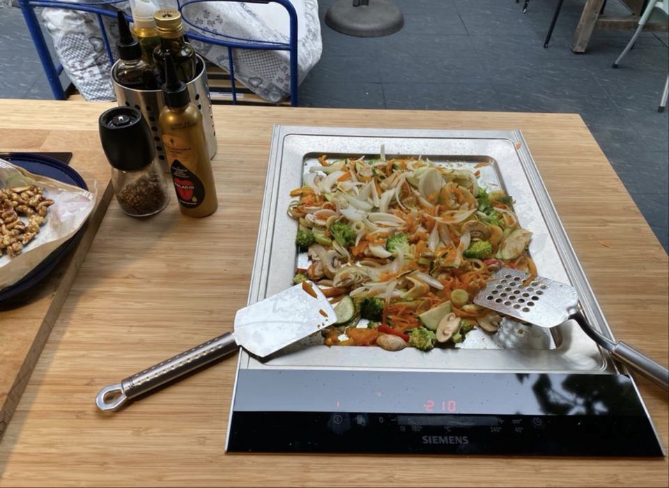 Bancada Inox com tampo em bambu e tapanhaki siemens