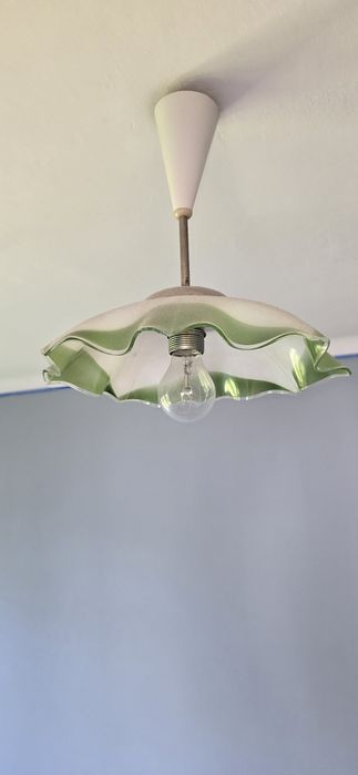 Lampa PRL Vintage barwione szkło parasolka