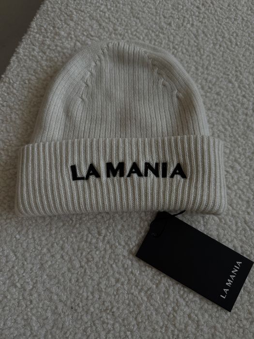 Nowa czapka La Mania cream ecru kremowa  100% welny