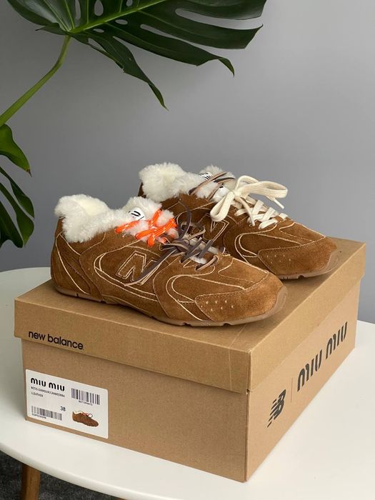 р36-41 Кросівки  New Balance 530 Miu miu Beige Brown Fur