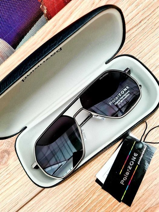 Nowe modne okulary przeciwsłoneczne męskie czarne PolarZONE - moda