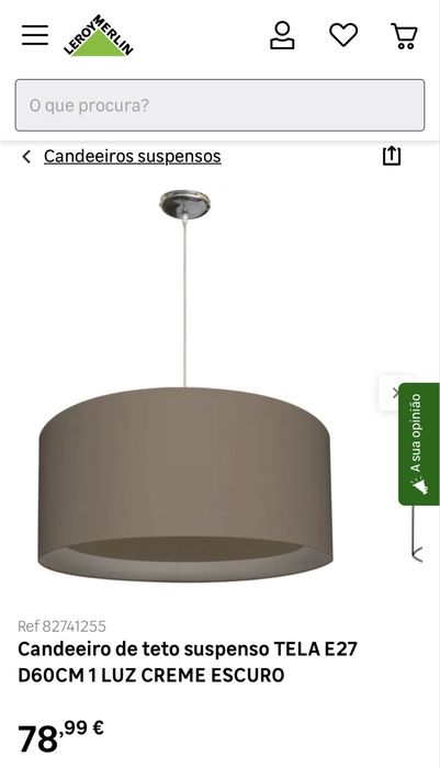 Candeeiro de tecto suspenso tela