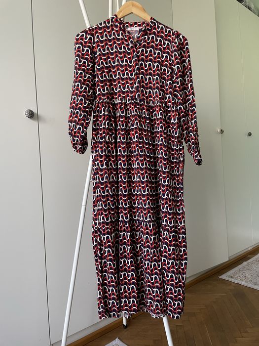 Sukienka długa letnia op art artsy malarstwo sztuka geometryczne wzory wiskoza maxi dress