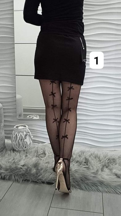 Rajstopy kabaretki kokardki czarne r. 158-180