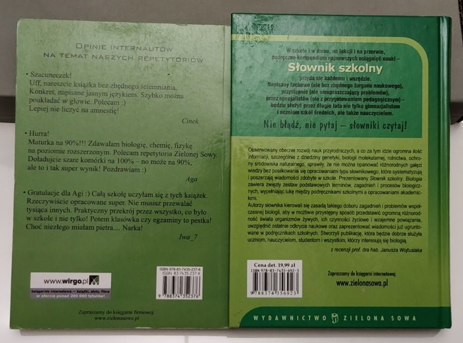 Repetytorium Biologia + Słownik Szkolny Biologia ( Stan B. Dobry)