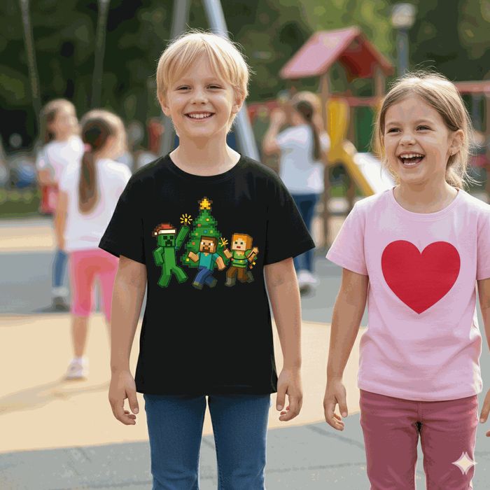 Koszulka dziecięca czarna creeper w minecraft prezent święta 116