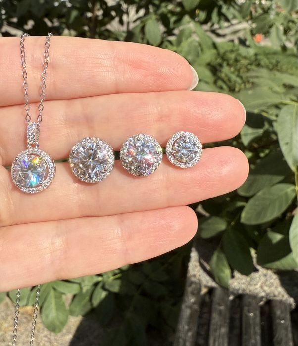 Новое колье с 1 ct бриллиантом муассанитом серебрянное