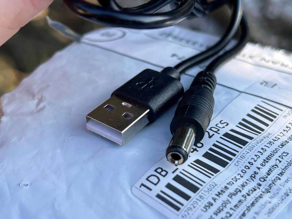 USB-A на штекер 5.5мм x 2.1мм кабель питания зарядный