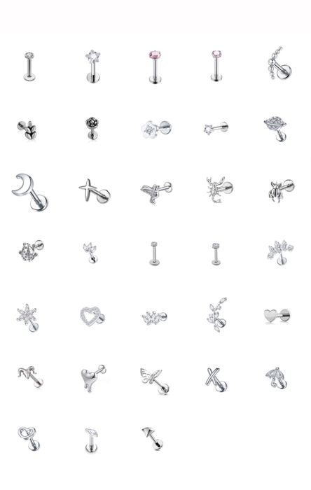 Титановий сріблястий пірсинг лабрет в хрящ пірсинг в ухо