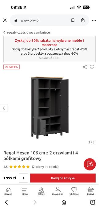 Szafa Regal HESEN Black Red White