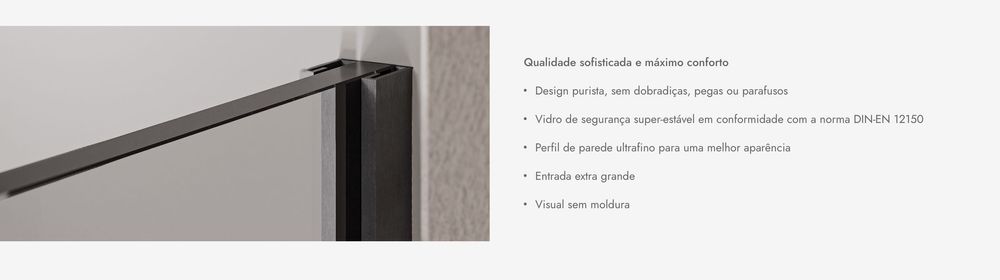 Divisória Duche - Walk-In 10mm Nano vidro transparente (NOVO)