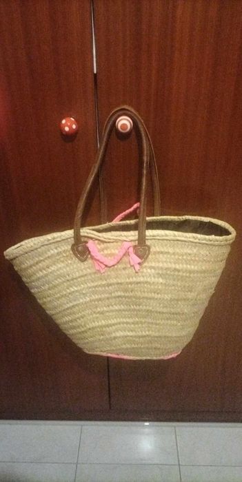 Cesta de praia alça em pele