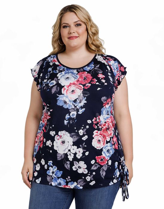 Bluzka letnia z wiązaniem Plus Size 3XL - 54/56