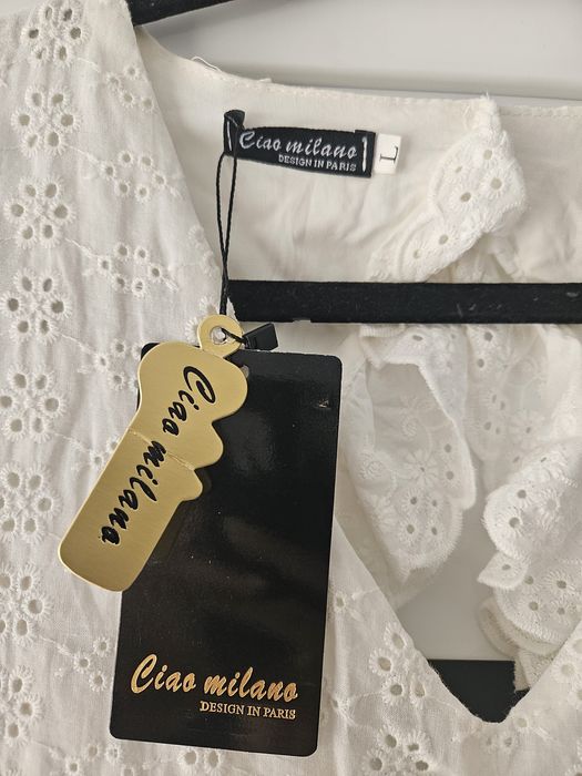 Długa sukienka biała z krótkim rękawem r. 40/ L