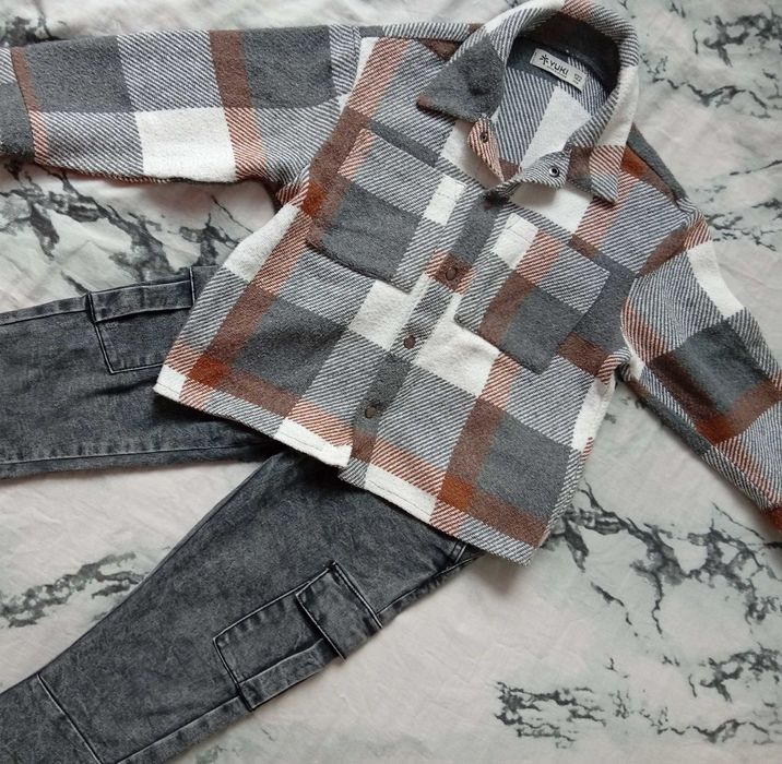 Сорочка в клітинку, костюм для хлопчика, джинси, святковий одяг