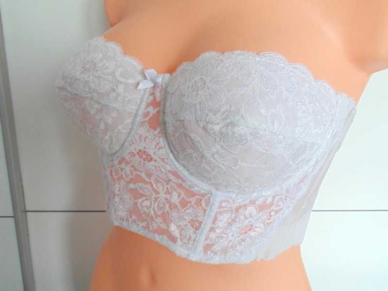 Warner's biustonosz typu gorsecik bardotka z koronką bez ramiączek 80C