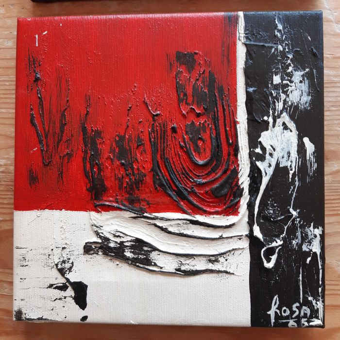 Quadros originais como novos (tríptico) branco, preto e vermelho