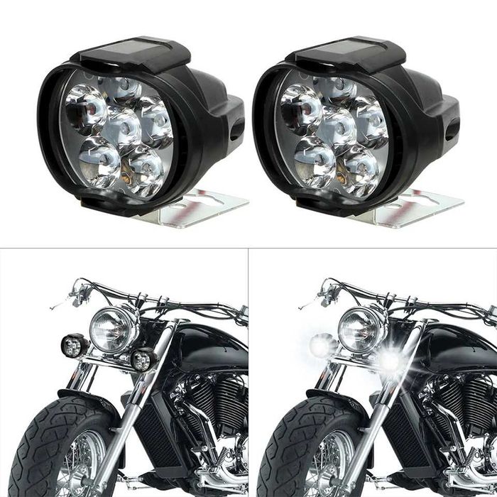 Par de faróis auxiliares 6 LED interruptor cafe racer