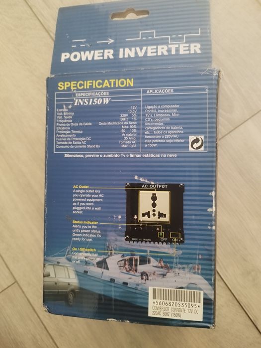 Inversor de corrente 12V para 220V 150W — carro / autocaravana /viagem
