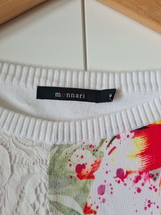 Sweter monnari biały 38 kwiaty tropiki
