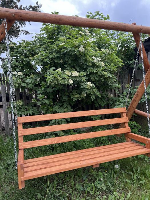 Śliczna Huśtawka ogrodowa tarasowa drewniana