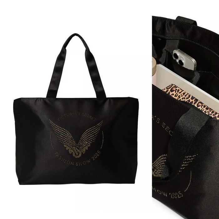 Лімітована сумка-шопер Victoria Secret Fashion Show чорна з камінцями