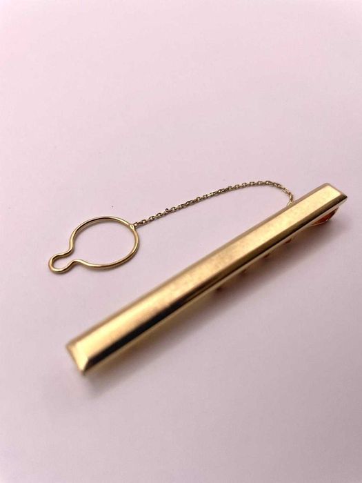 Clipe de gravata em ouro maciço 14K - 8,4g -
