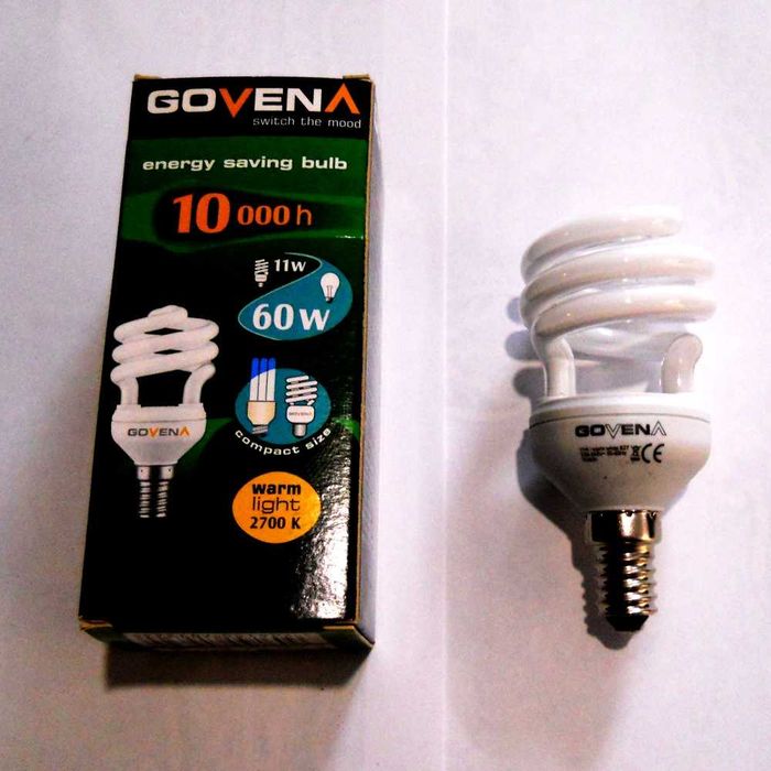 Енергозберігаюча лампа Govena 11W/E14 2700K тепле світло