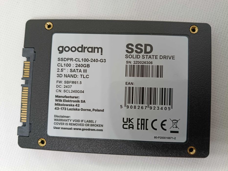 SSD GOODRAM CL100 240gb (чудовий стан, тести на фото)
