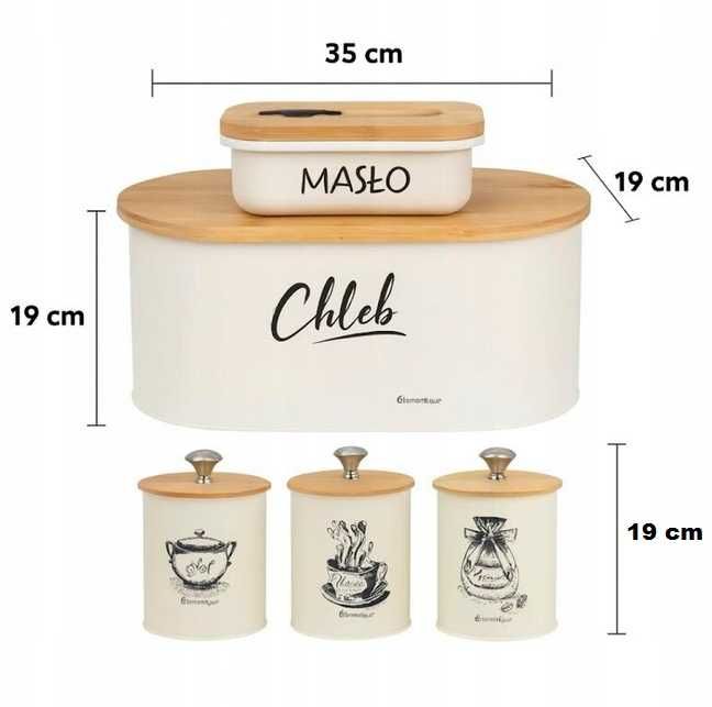 zestaw chlebak + 3 pojemniki + maselniczka do kuchni