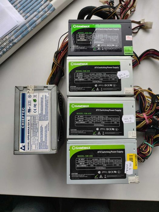 Можливо в ремонт! 5 блоків живлення GameMax 400-450w