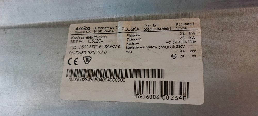 Kuchenka wolnostojąca halogenową Amica