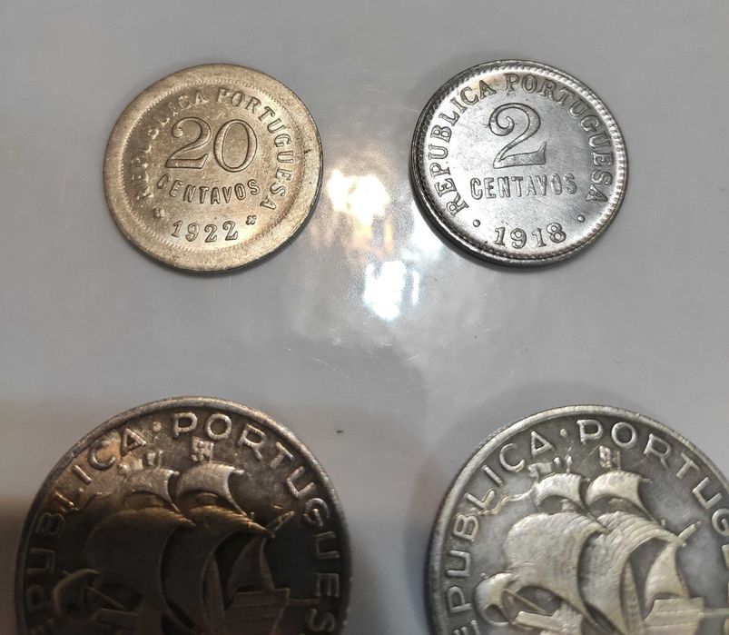 Moedas escudos 1922, 1918, 1937, 1942 *réplicas*